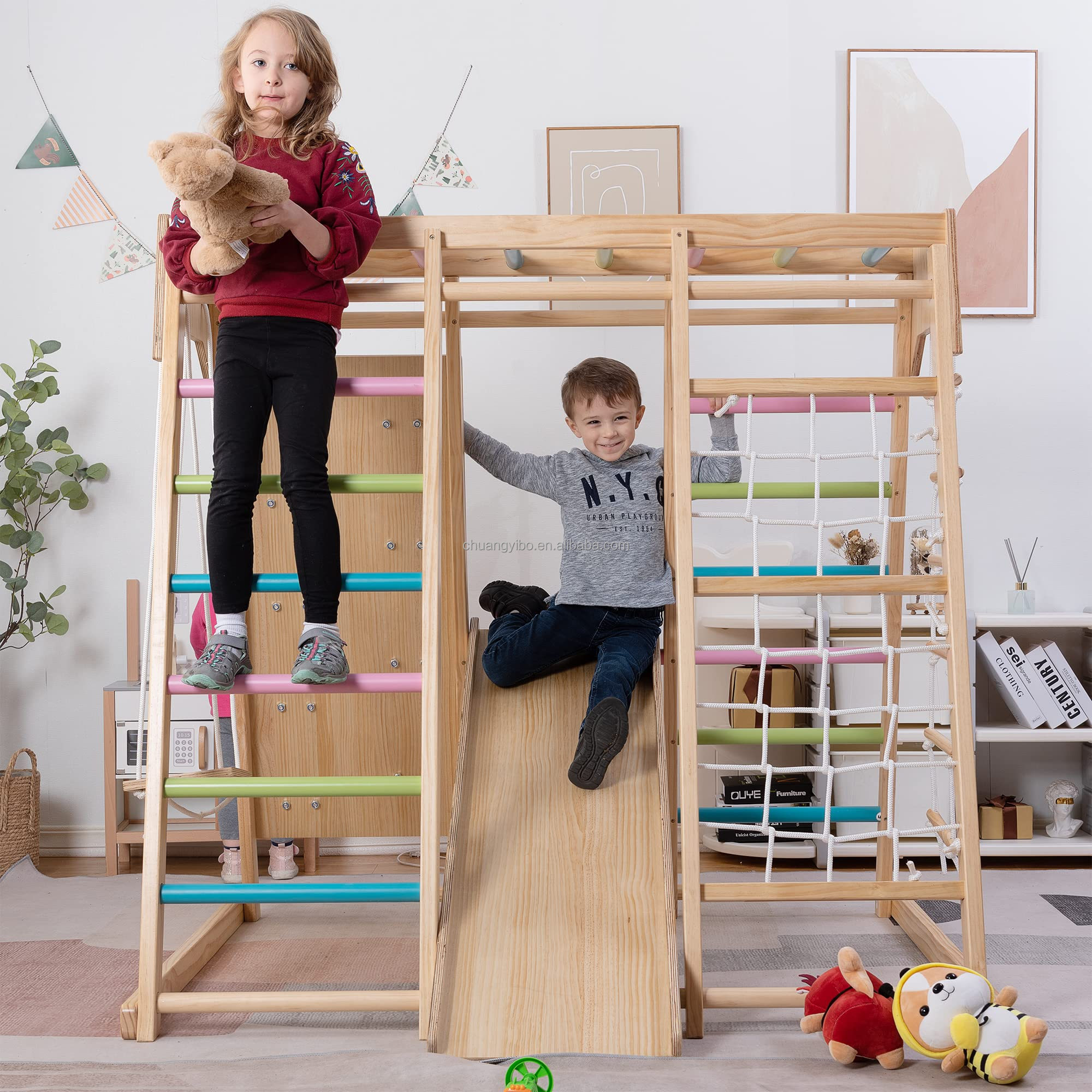 Kids Outdoor Swing - Climbing Walls Amusement Park Products Wooden