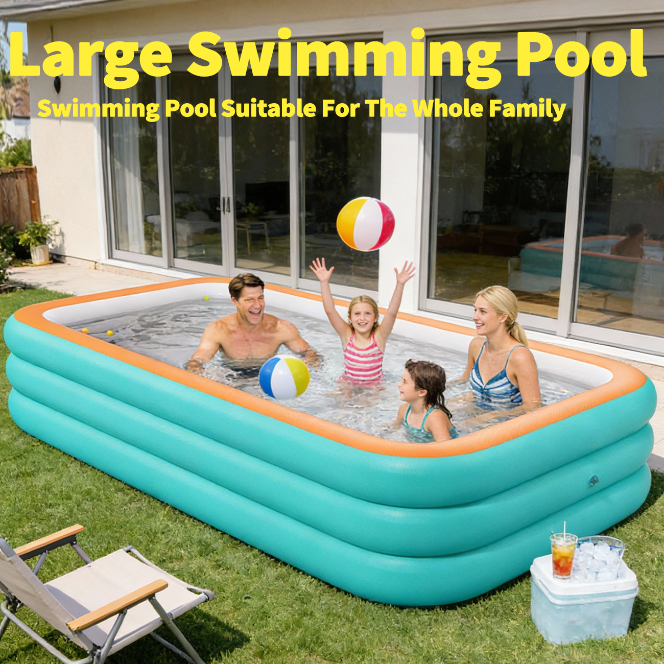 Kids Outdoor Pool - 1PC Inflatable Pools Durable Family Swimming