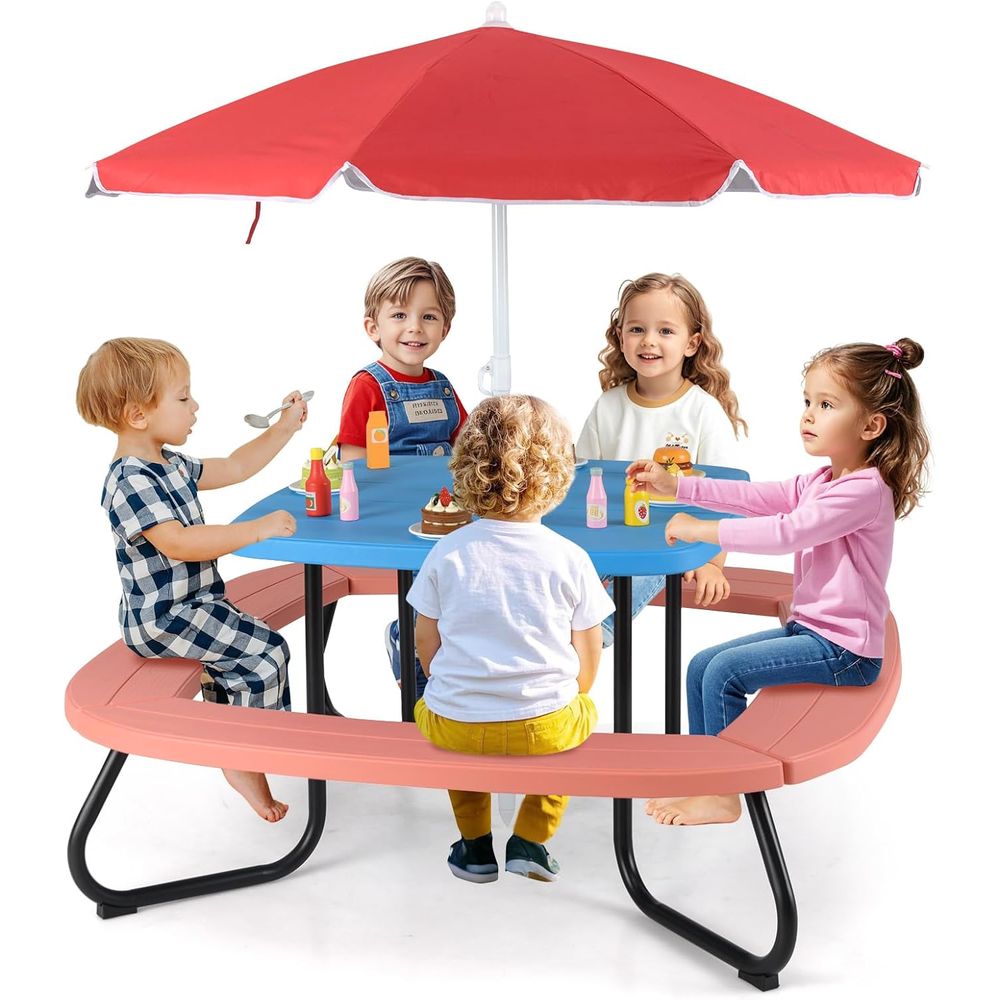 Kids Outdoor Chair And Table - Kids Picnic Table, 8 Person Toddler