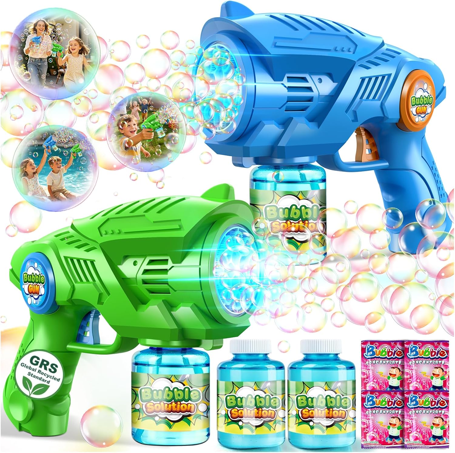 Kids Outdoor Easter Toys - 2-Pack Automatic Bubble Guns for Kids