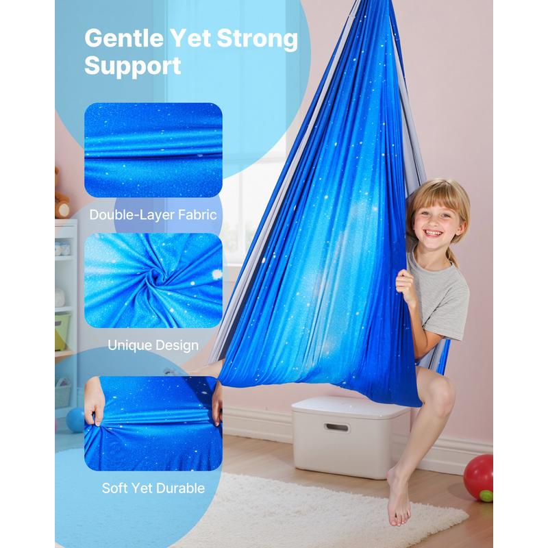 Kids Outdoor Swing - Sensory Swing, Double-Layer Fabric Sensorys Hammock,