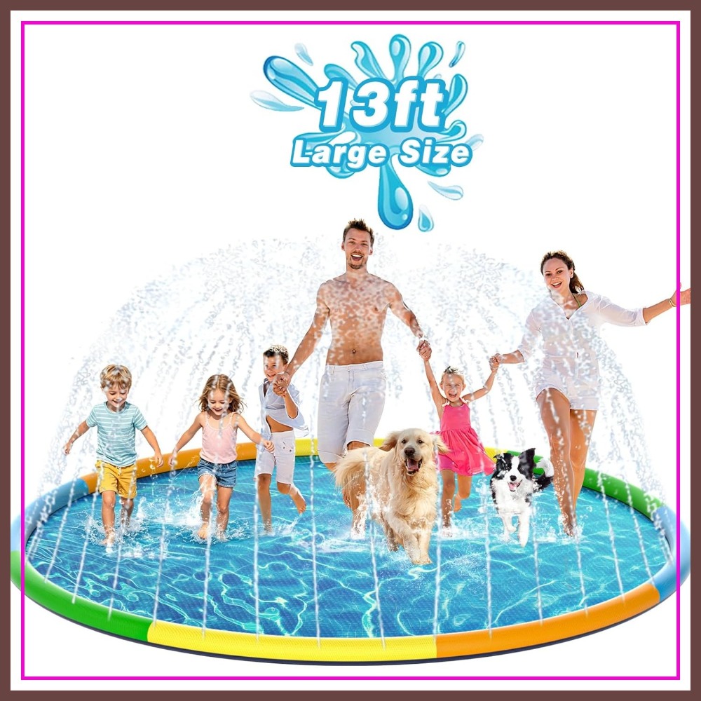 Kids Outdoor Water Toys - 13FT Extra Large Splash Pad, Thicker