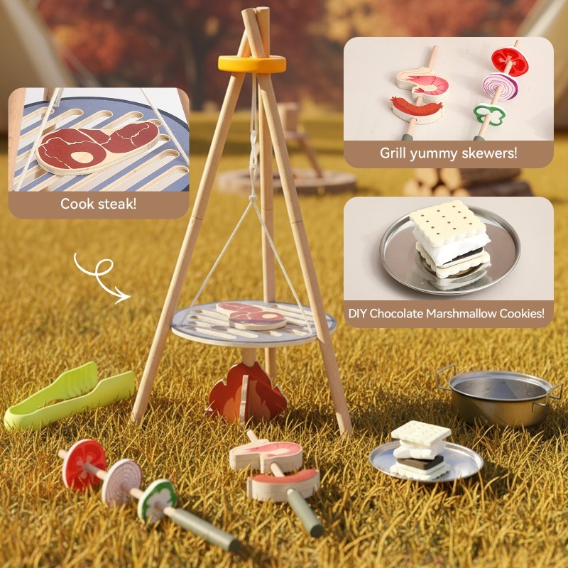 Wooden Outdoor Campfire BBQ Gr - Kids Outdoor Grill Set recensione e prezzo