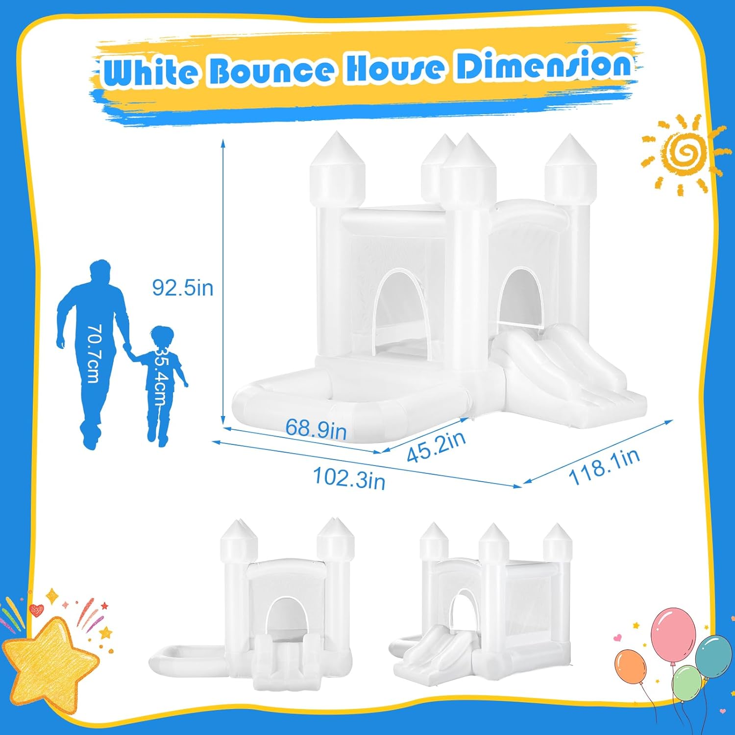 Kids White Bounce House with B - Kids Outdoor Jump House recensione e prezzo