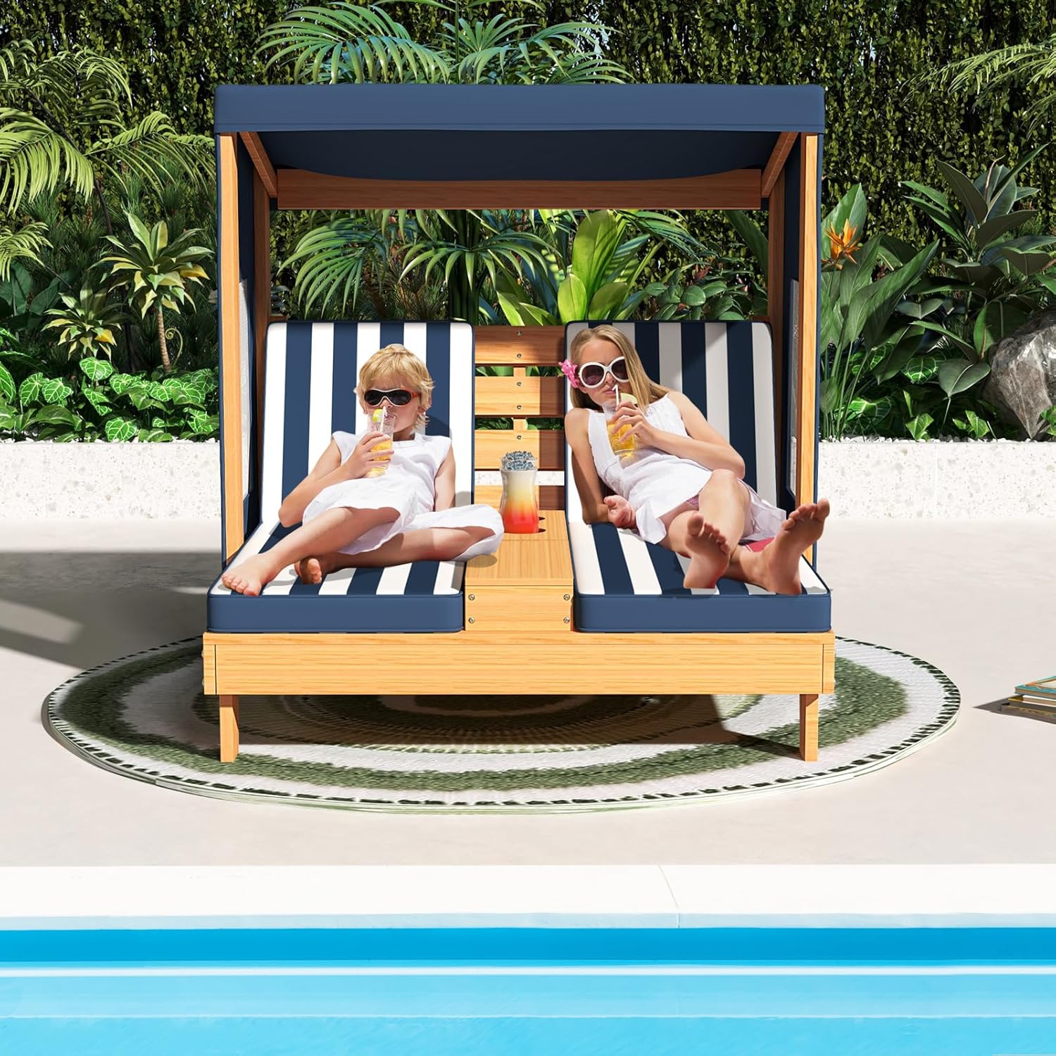 Kids Double Chaise Lounge Outd - Kids Outdoor Loungers recensione e prezzo