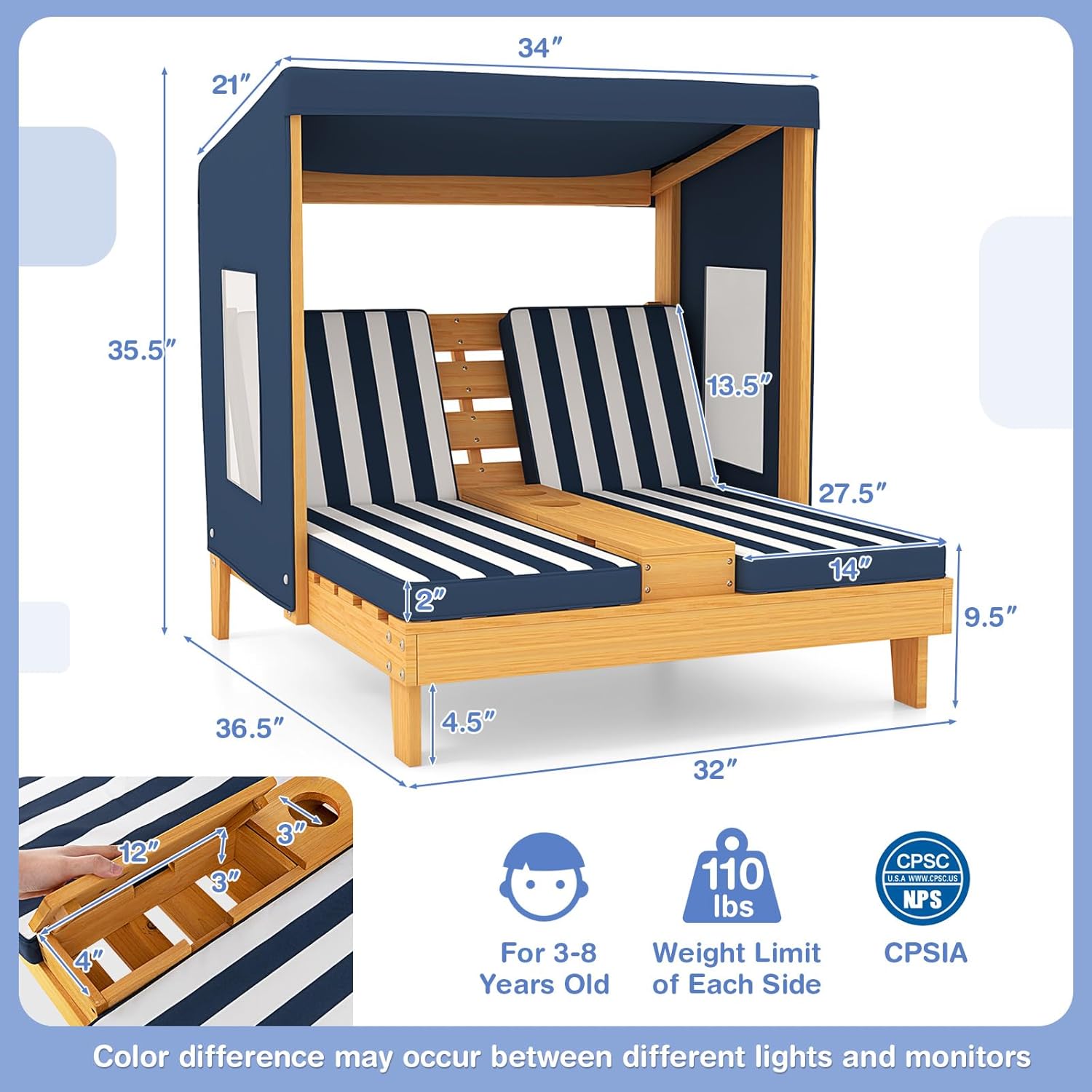 Kids Double Chaise Lounge Outd - Kids Outdoor Loungers recensione e prezzo