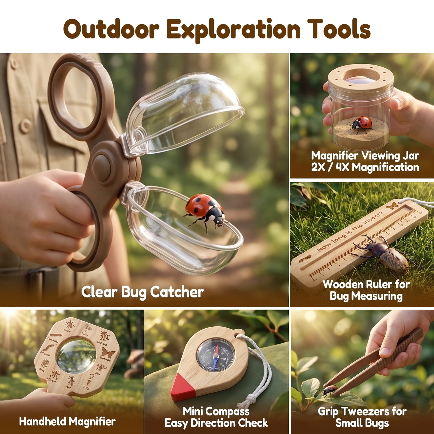 Wooden Bug Catching Kit With T - Kids Outdoor Garden recensione e prezzo