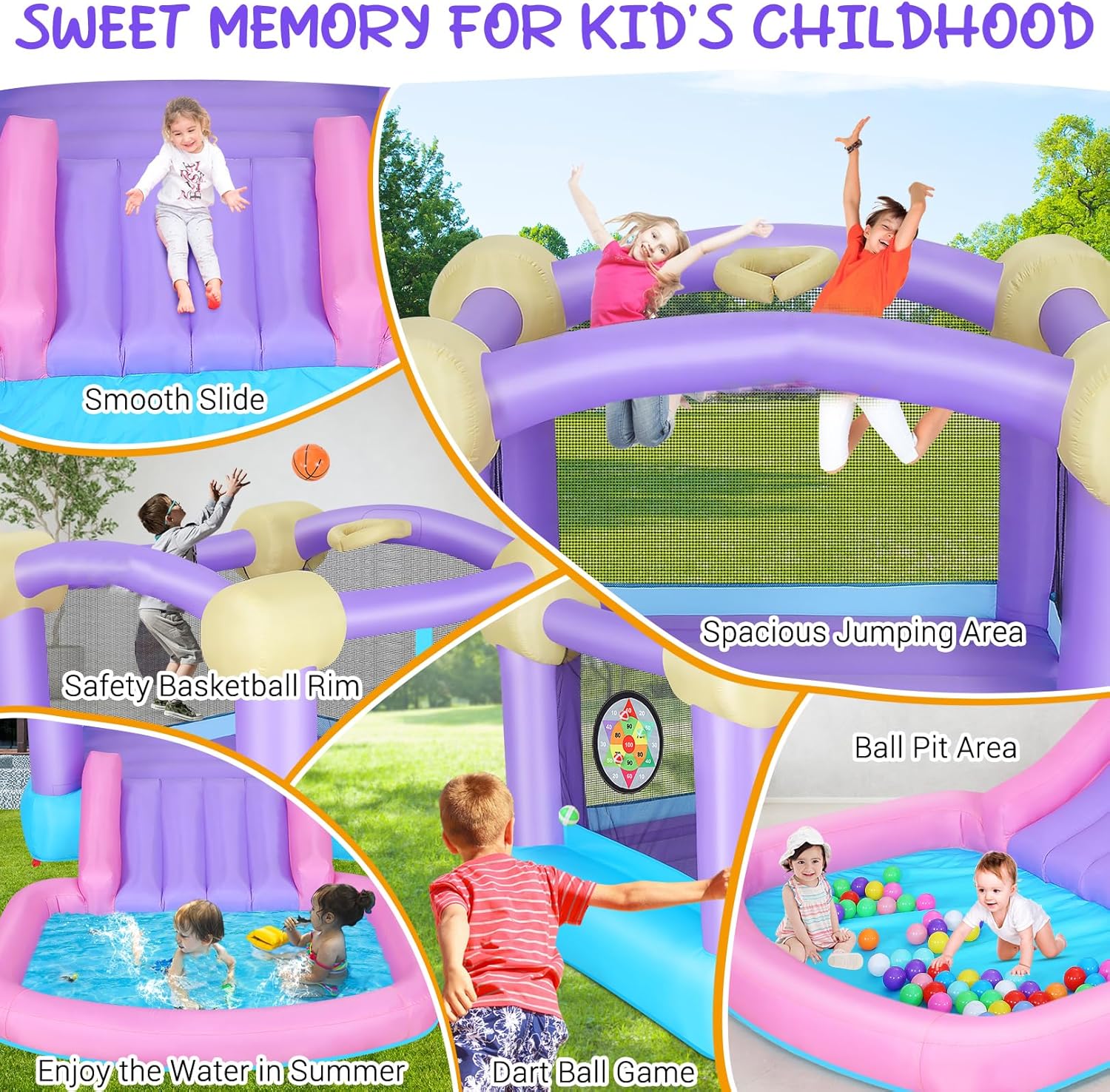 Kids Inflatable Bounce House w - Kids Outdoor Jump House recensione e prezzo