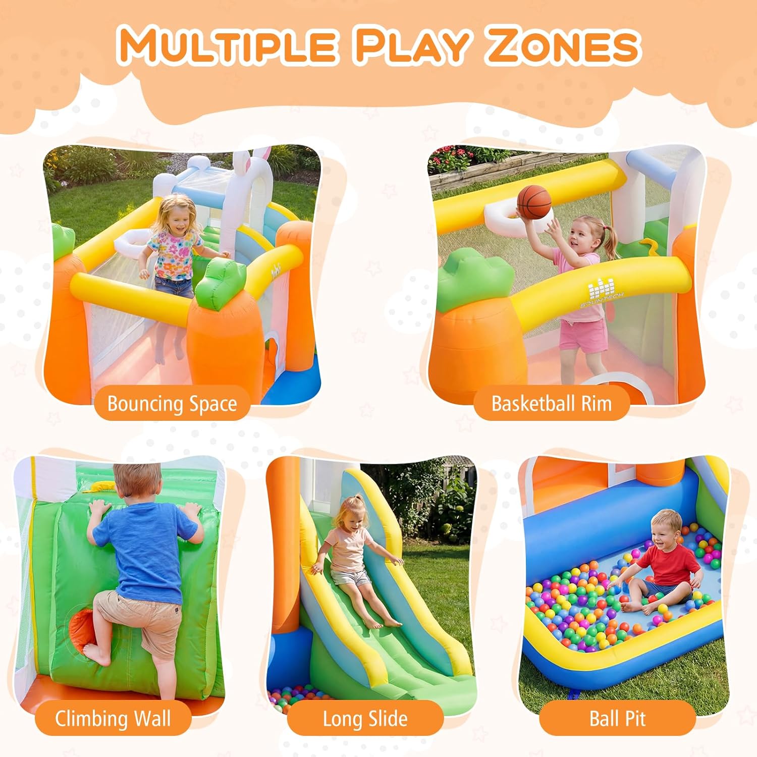 Inflatable Bounce House with B - Kids Outdoor Jump House recensione e prezzo