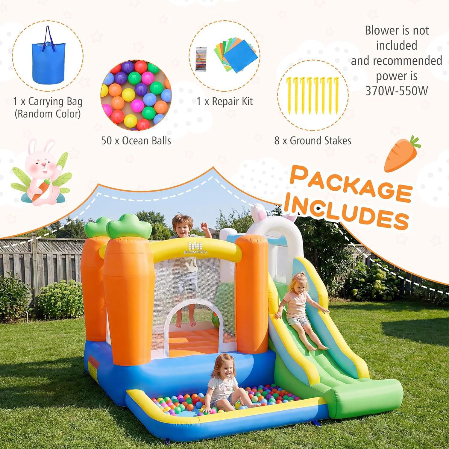 Inflatable Bounce House with B - Kids Outdoor Jump House recensione e prezzo