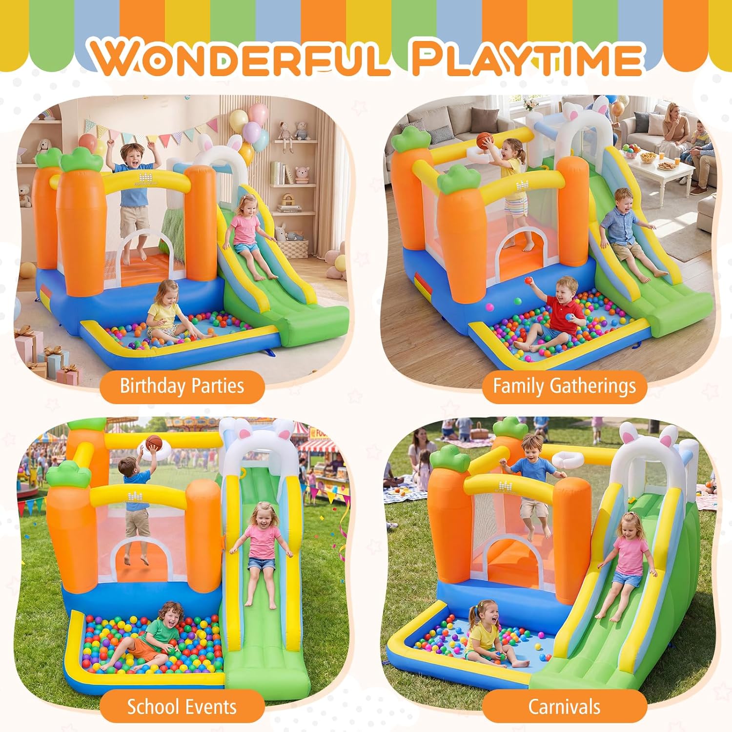 Inflatable Bounce House with B - Kids Outdoor Jump House recensione e prezzo