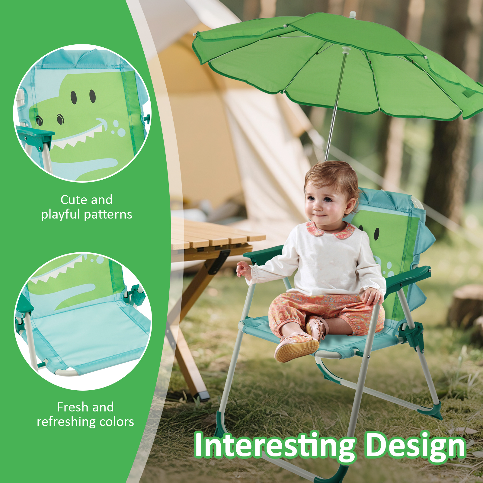 Kids Folding Beach Chair With  - Kids Outdoor Loungers recensione e prezzo
