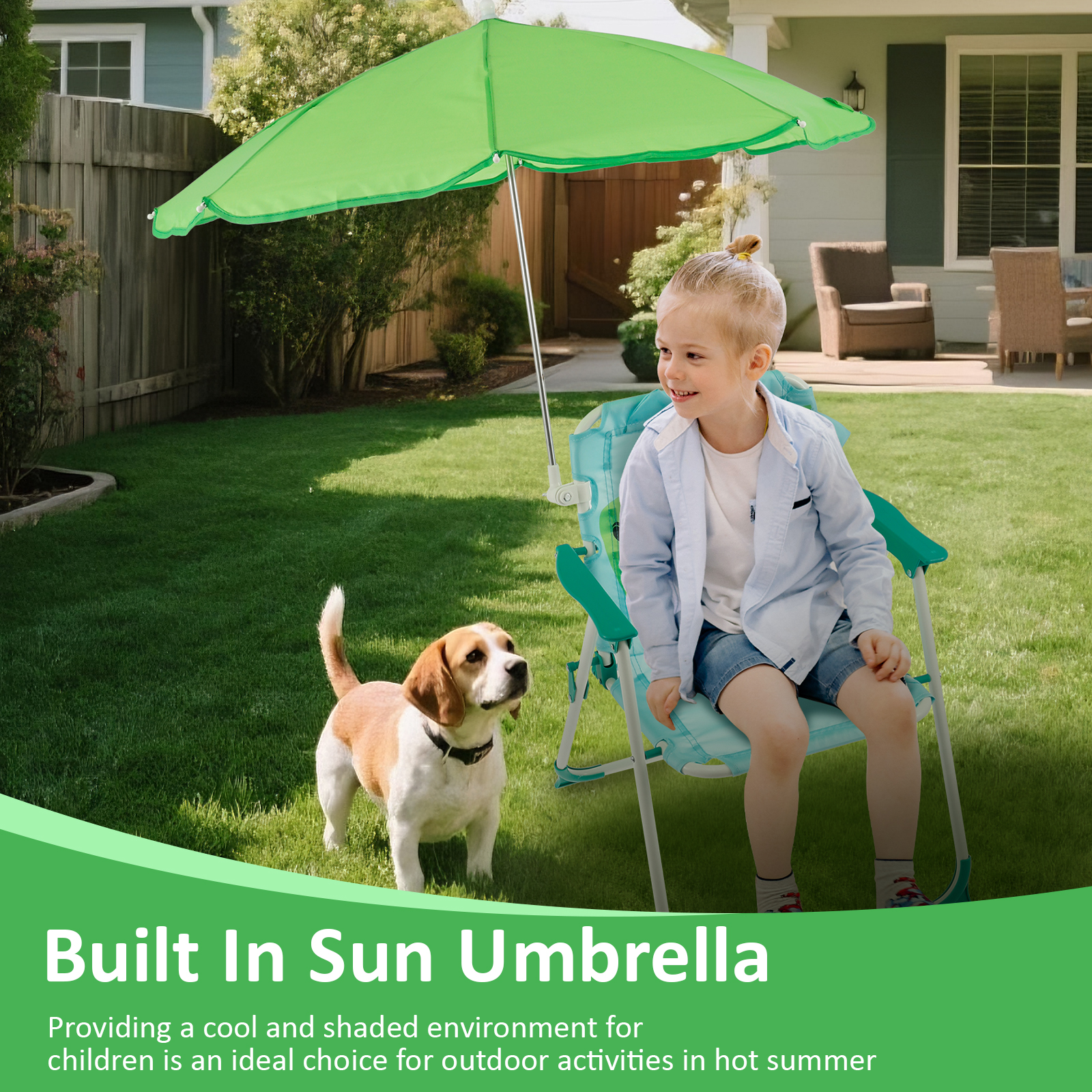 Kids Folding Beach Chair With  - Kids Outdoor Loungers recensione e prezzo