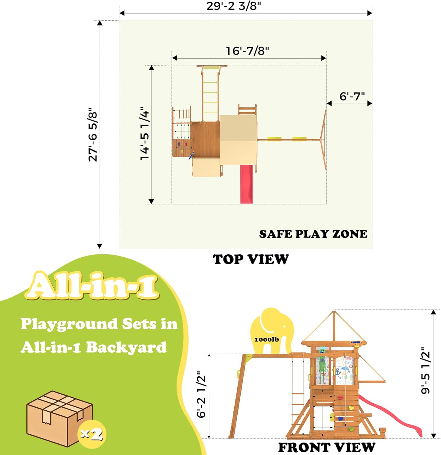 Wooden Swing Sets for Backyard - Kids Outdoor Monkey Bar Set recensione e prezzo
