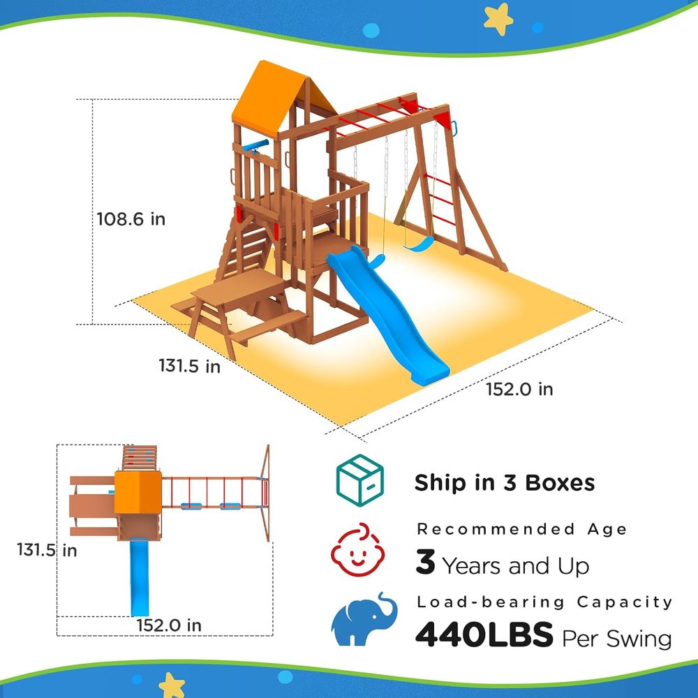 Dohin Playground Wooden Swing  - Kids Outdoor Monkey Bar Set recensione e prezzo
