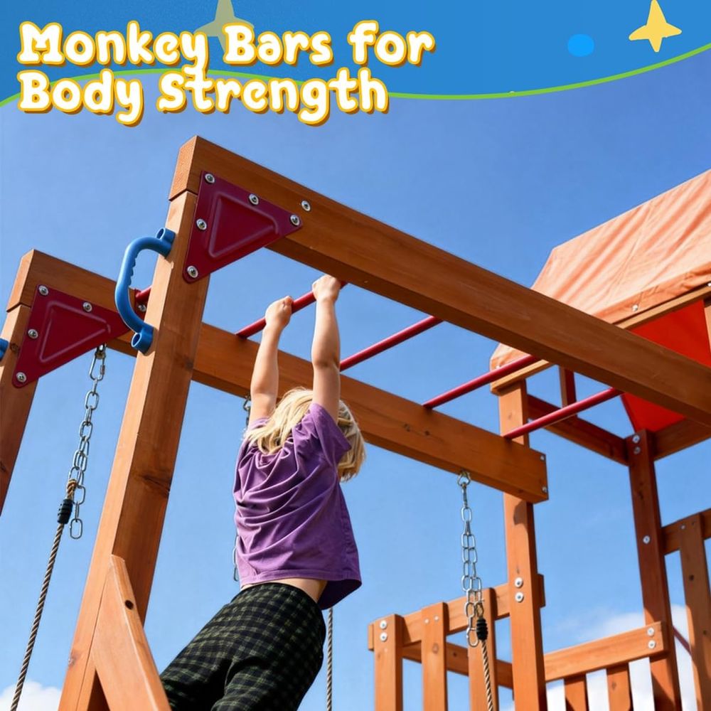 Dohin Playground Wooden Swing  - Kids Outdoor Monkey Bar Set recensione e prezzo