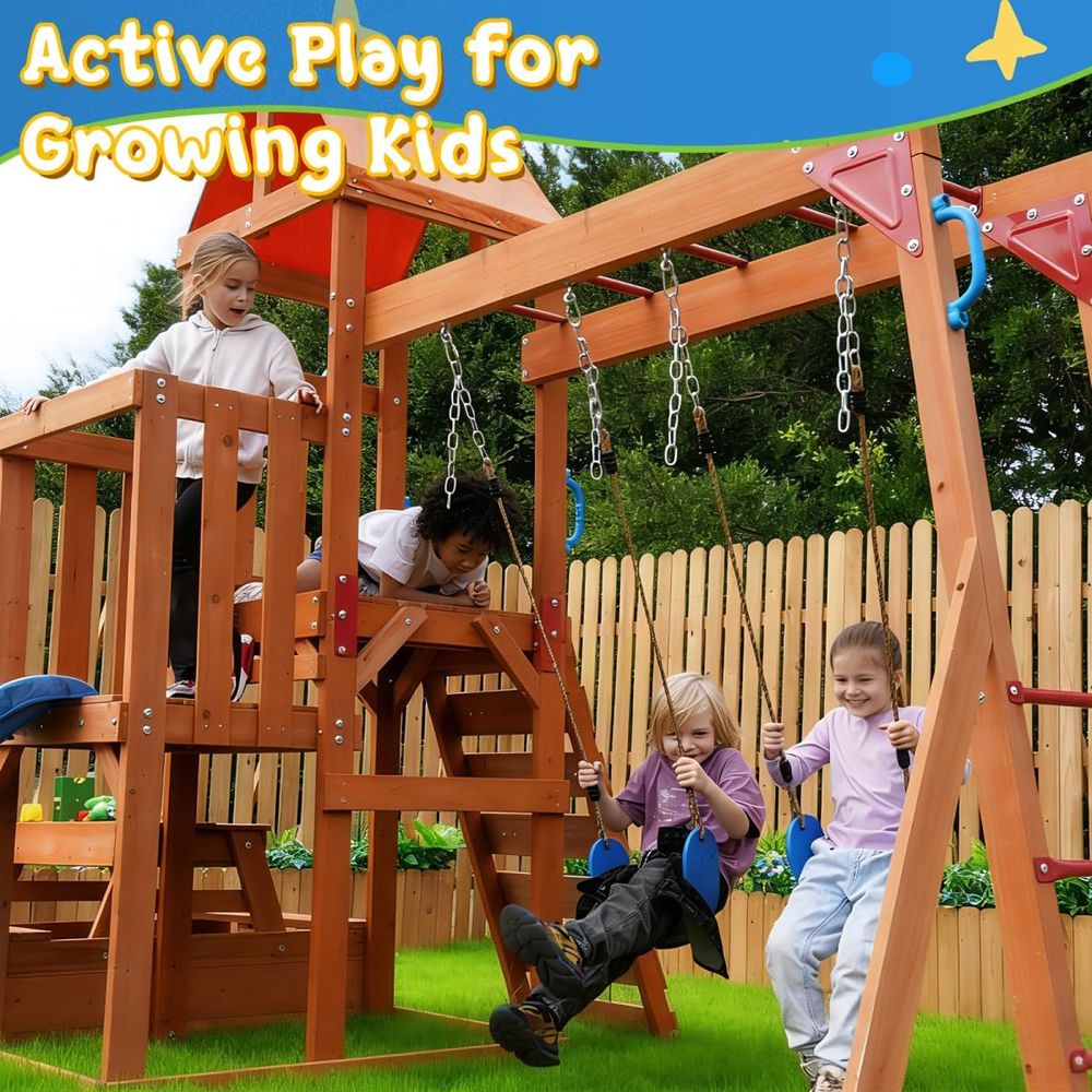 Dohin Playground Wooden Swing  - Kids Outdoor Monkey Bar Set recensione e prezzo