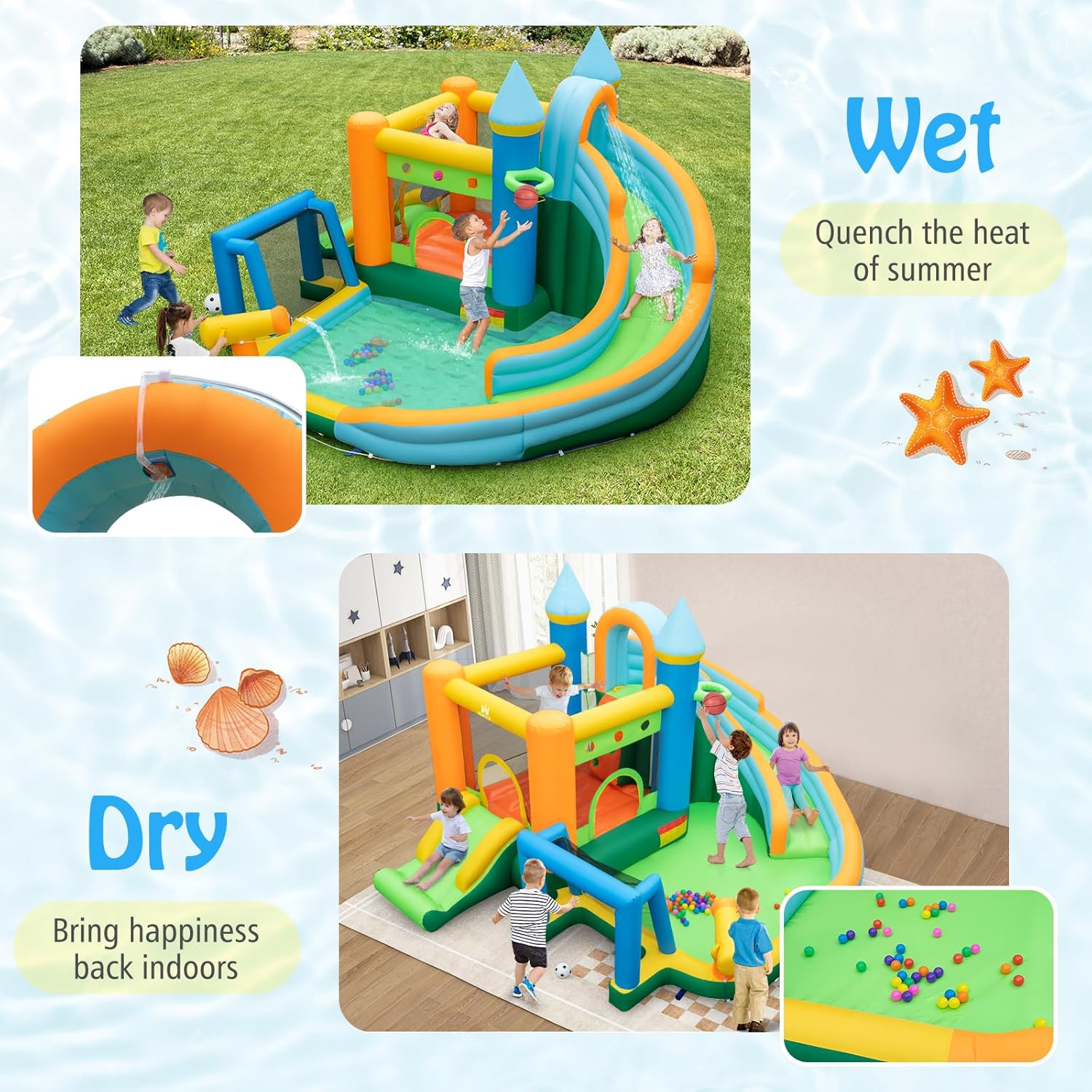 9-in-1 Inflatable Water Slide  - Kids Outdoor Jump House recensione e prezzo