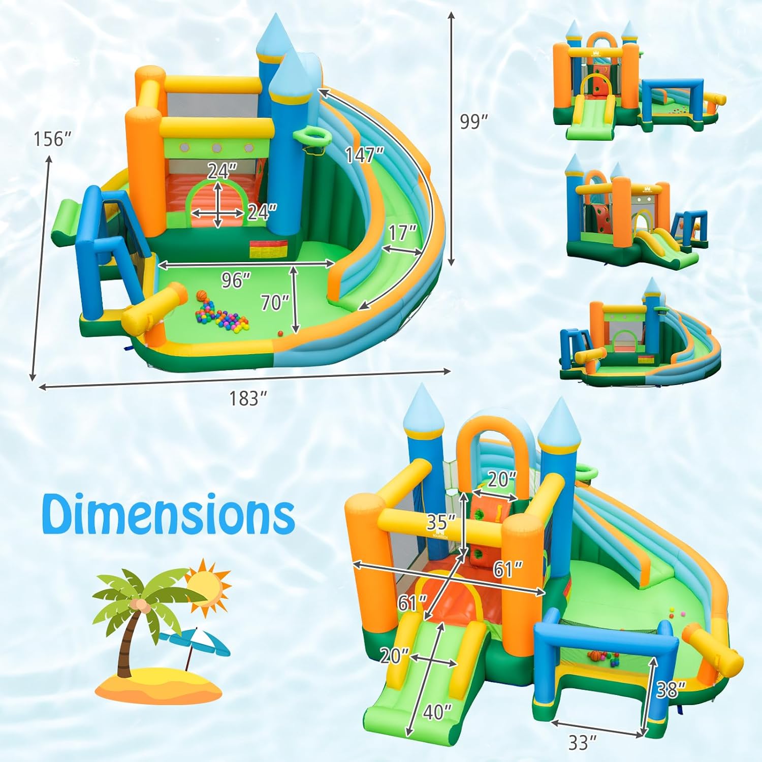 9-in-1 Inflatable Water Slide  - Kids Outdoor Jump House recensione e prezzo