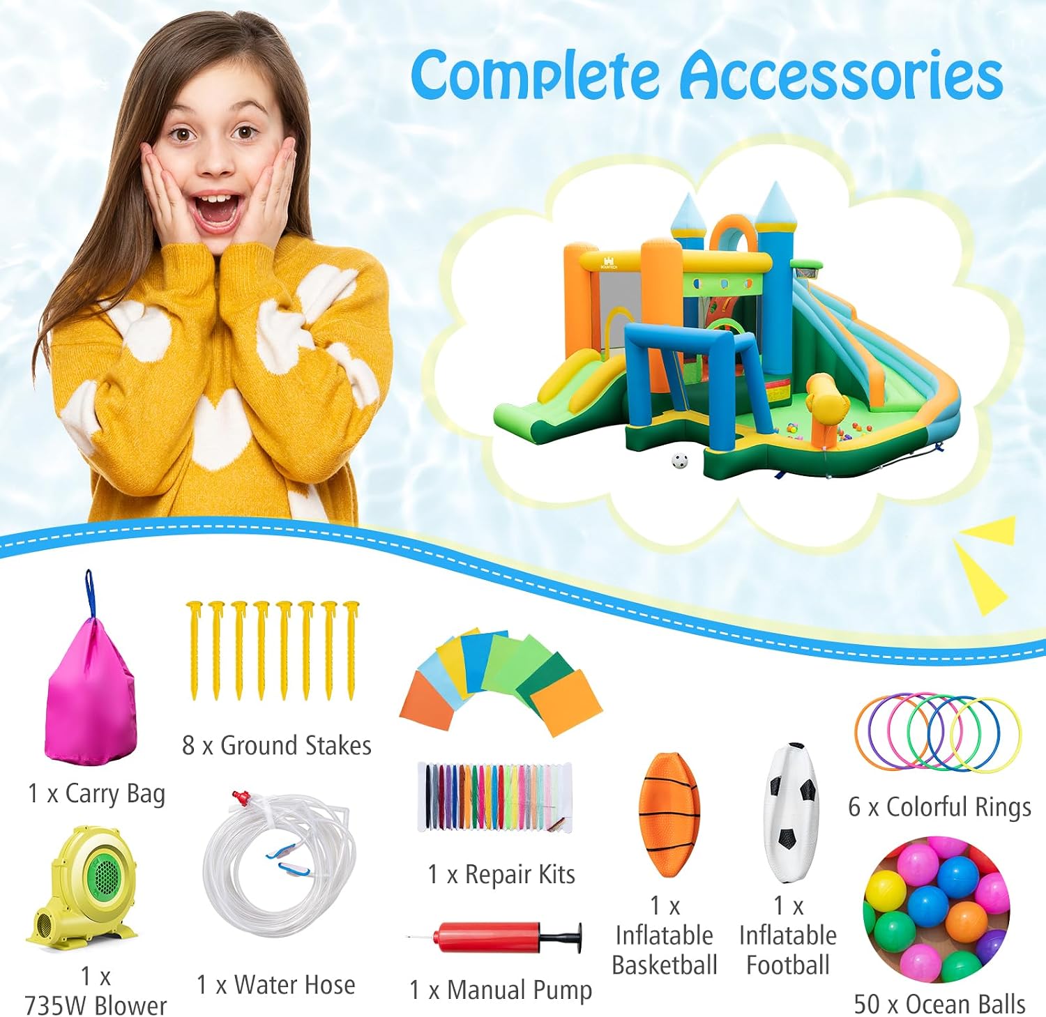 9-in-1 Inflatable Water Slide  - Kids Outdoor Jump House recensione e prezzo