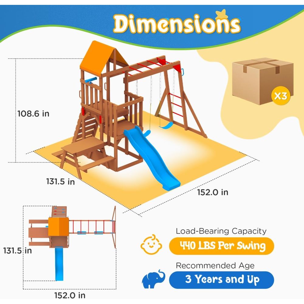Dohin Playground CeWooden Swin - Kids Outdoor Monkey Bar Set recensione e prezzo