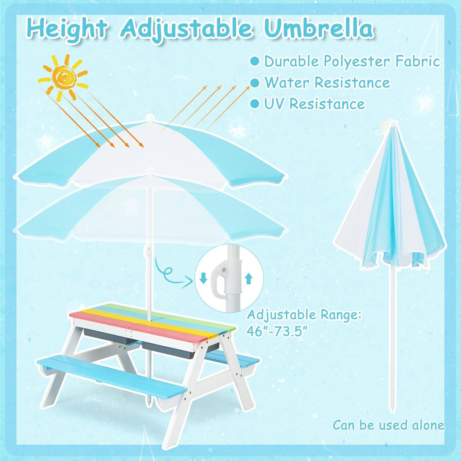 Kids Picnic Table, 4 in 1 Outd - Kids Outdoor Chair And Table recensione e prezzo