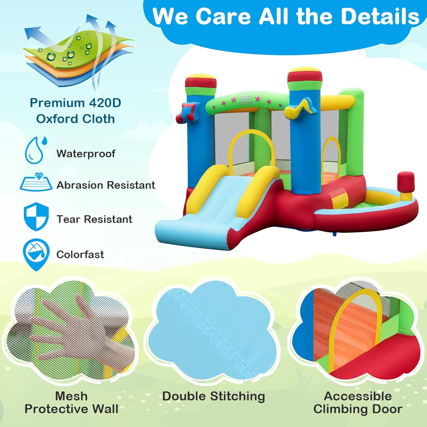 Inflatable Bounce House with B - Kids Outdoor Jump House recensione e prezzo