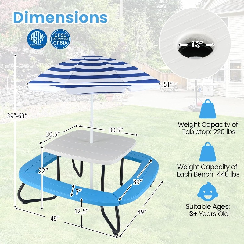 Costzon Kids Picnic Table, Kid - Kids Outdoor Chair And Table recensione e prezzo