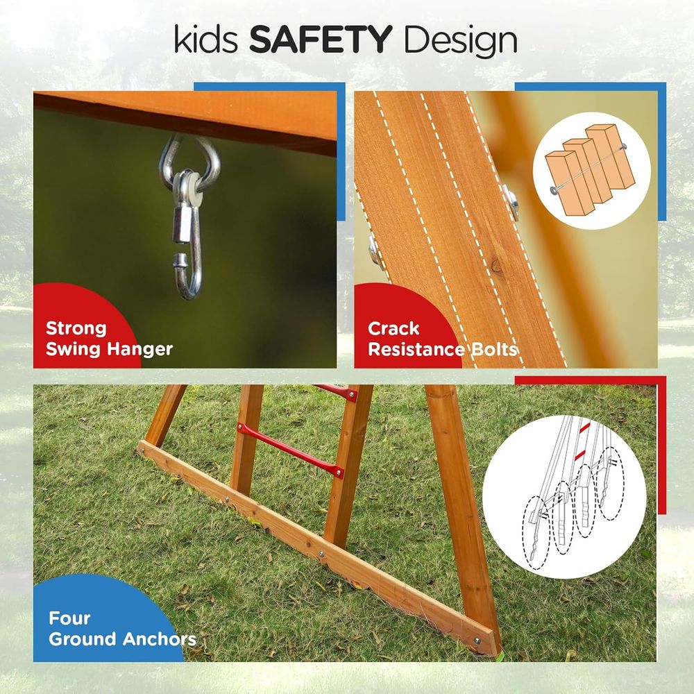 Dohin Playground Wood Swing Se - Kids Outdoor Monkey Bar Set recensione e prezzo