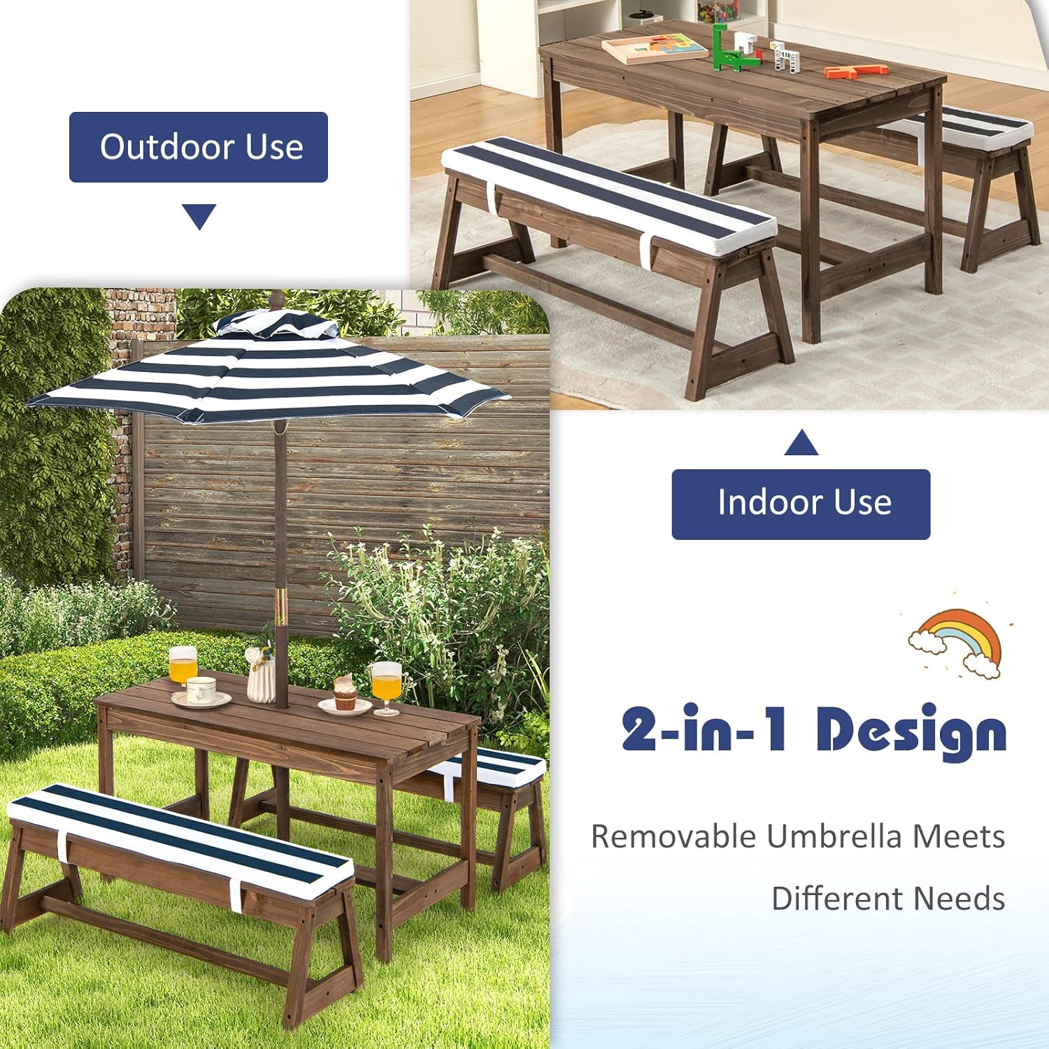 Height Adjustable Wooden Kids  - Kids Outdoor Chair And Table recensione e prezzo