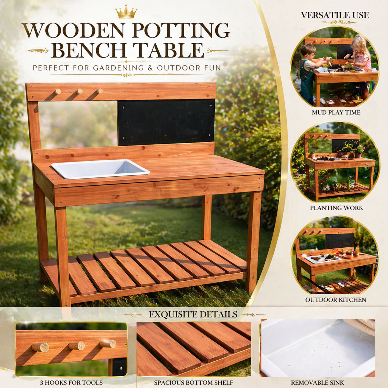 Wooden Potting Benches For Chi - Kids Outdoor Table recensione e prezzo