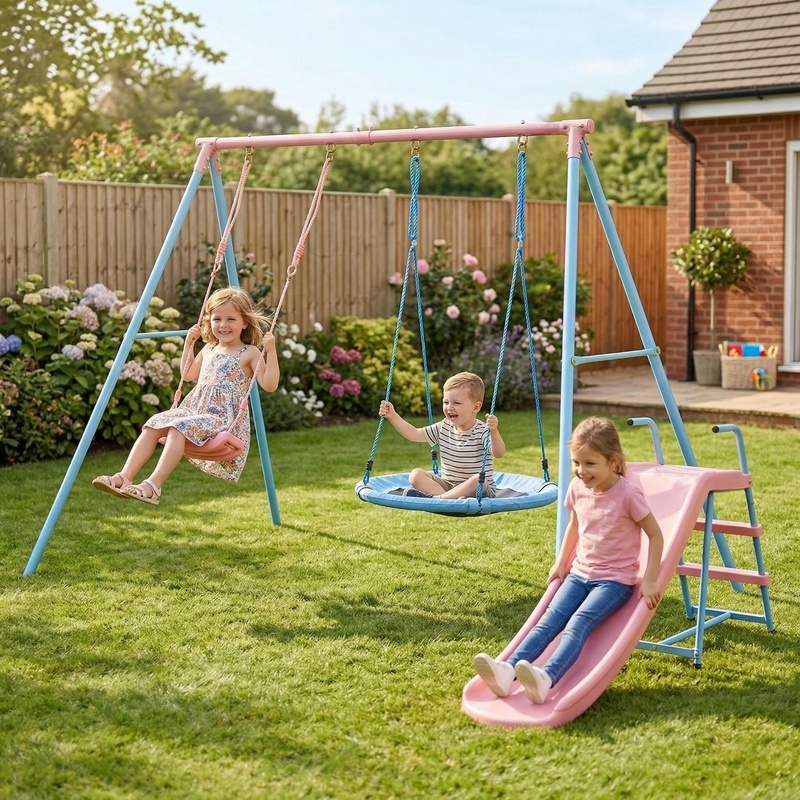 Blue and Pink Two-Person Swing - Kids Outdoor Swing recensione e prezzo