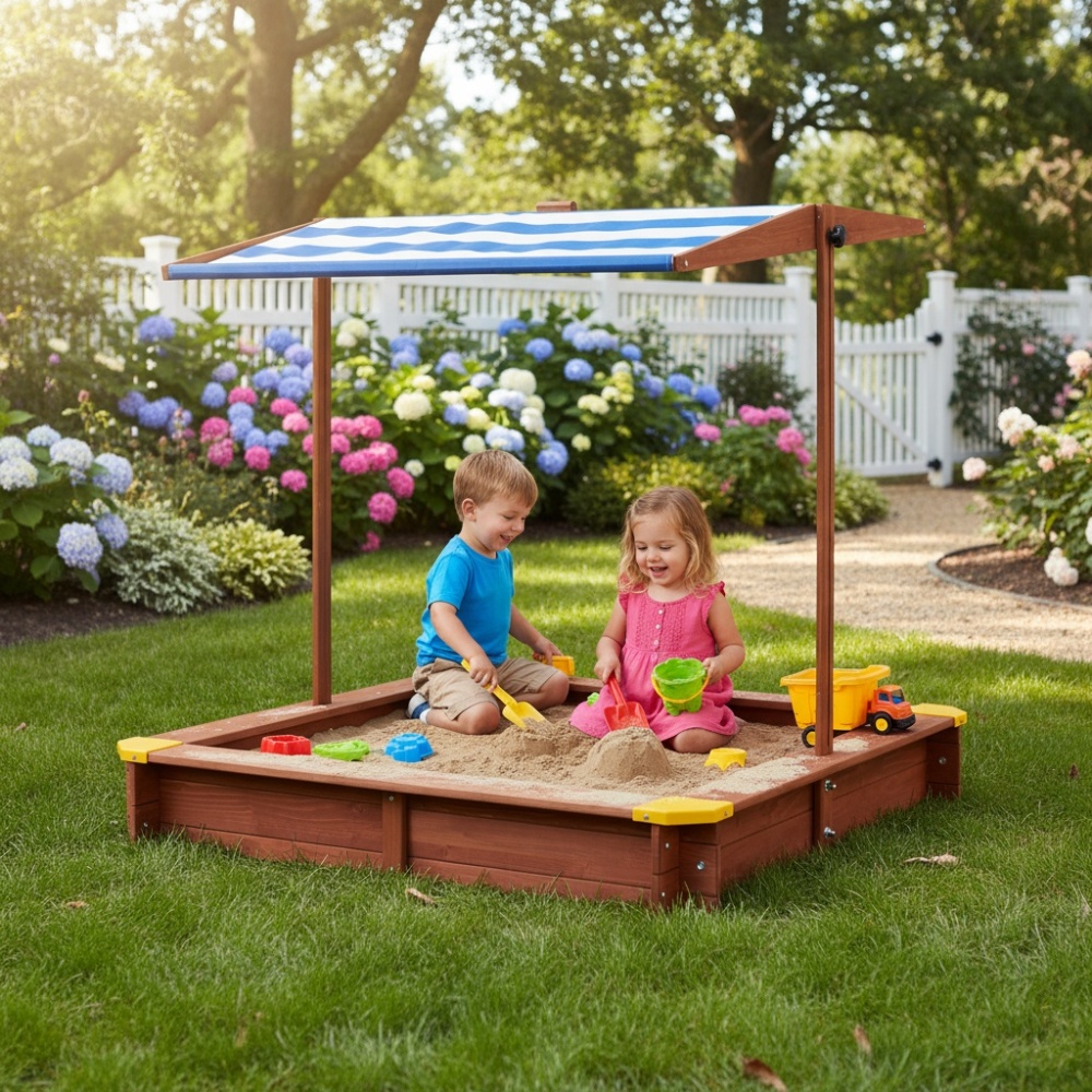 Wooden Kids Picnic Table, Sand - Kids Outdoor Umbrella recensione e prezzo