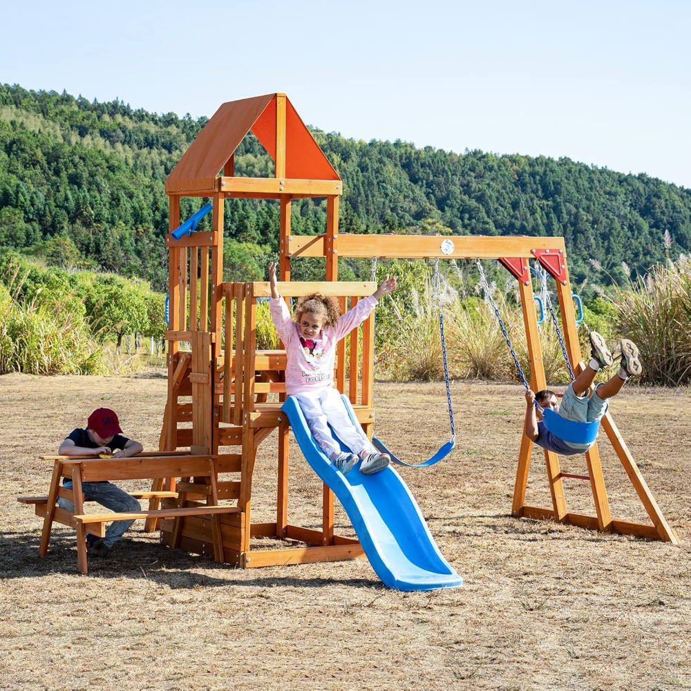 Wooden Swing Sets for Backyard - Kids Outdoor Monkey Bar Set recensione e prezzo