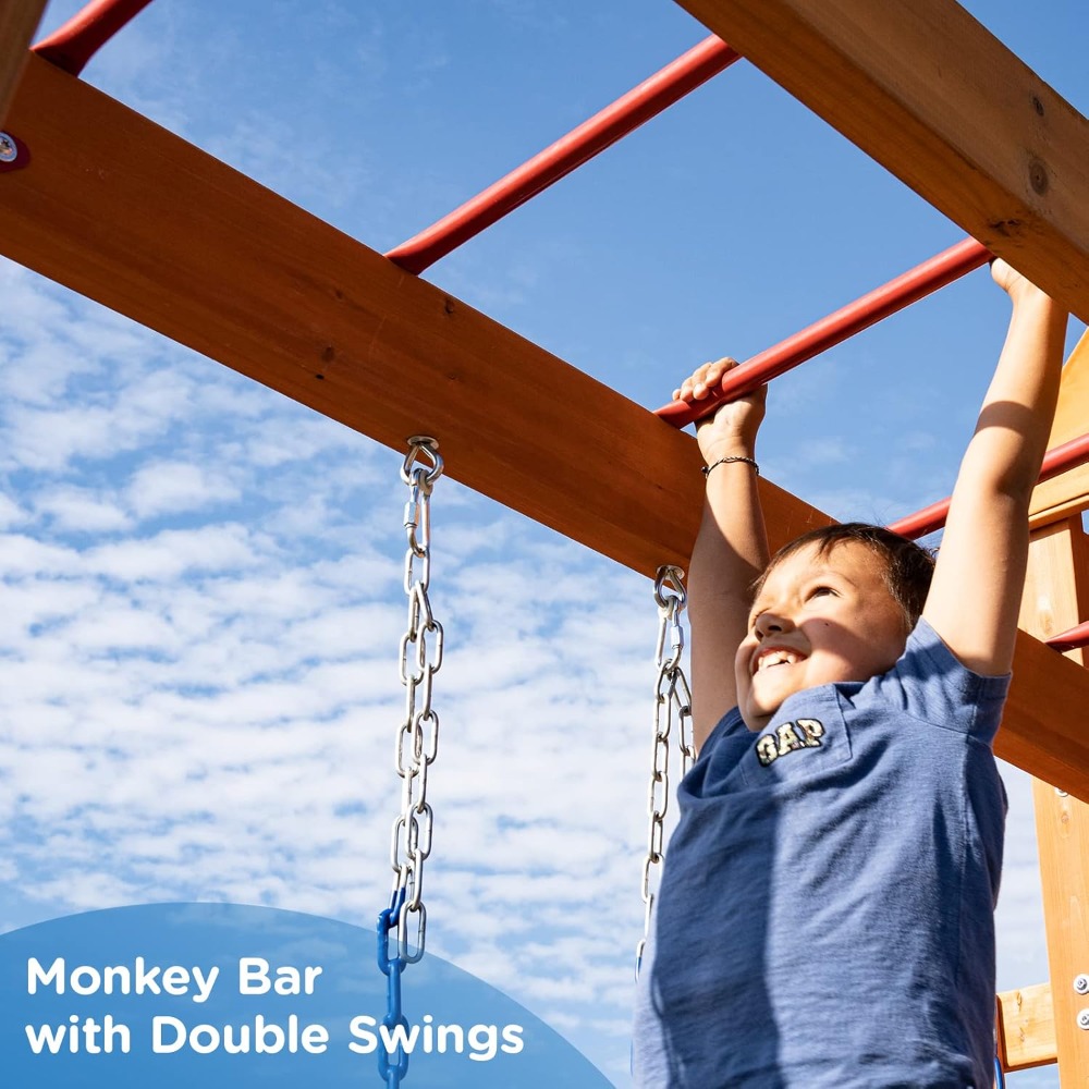 Wooden Swing Sets for Backyard - Kids Outdoor Monkey Bar Set recensione e prezzo