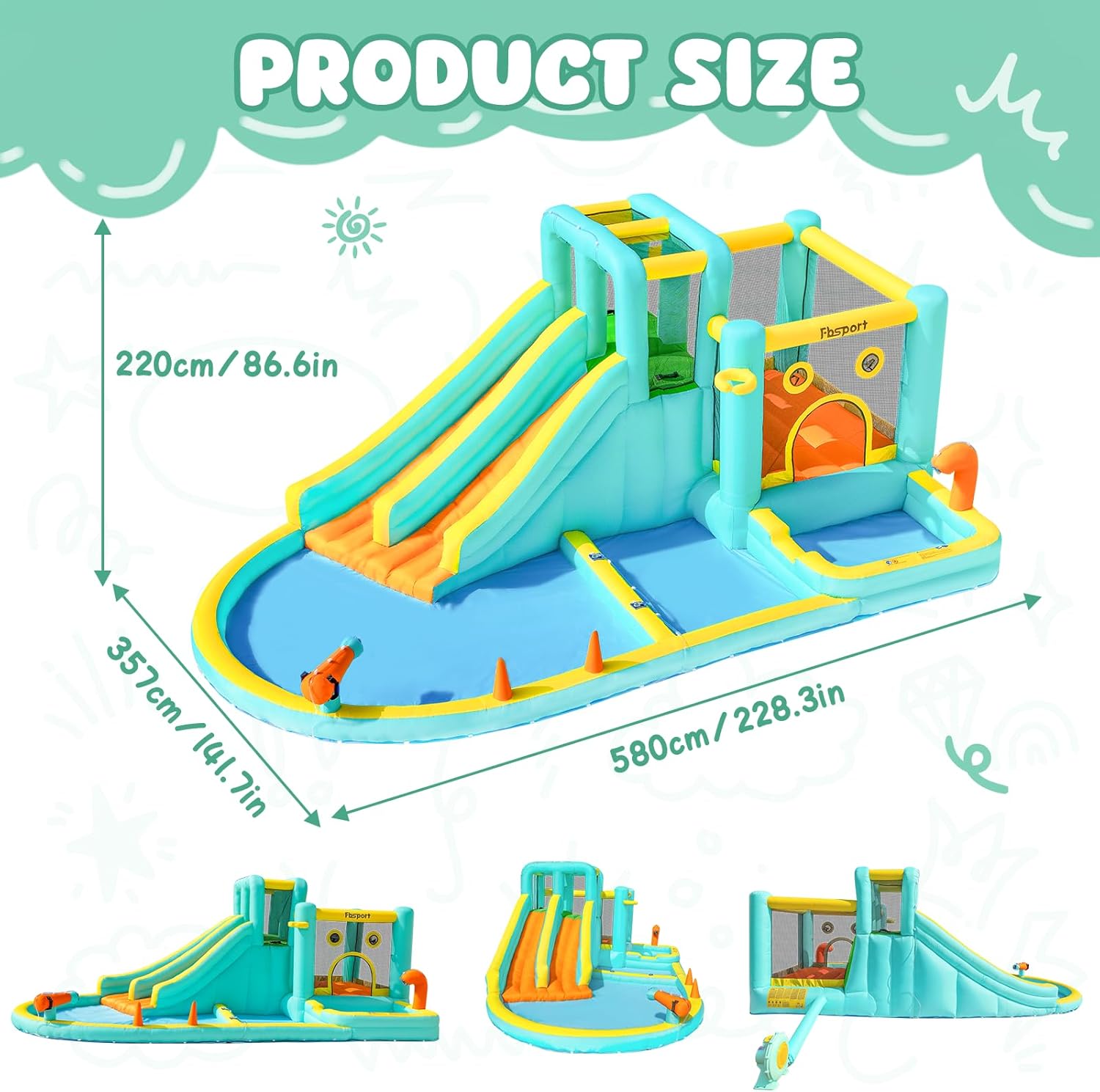Double Slide Inflatable Water  - Kids Outdoor Pool recensione e prezzo