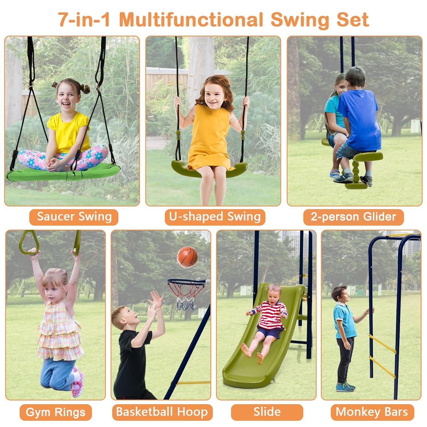 660lbs 7-in-1 Heavy Duty Kids  - Kids Outdoor Monkey Bar Set recensione e prezzo