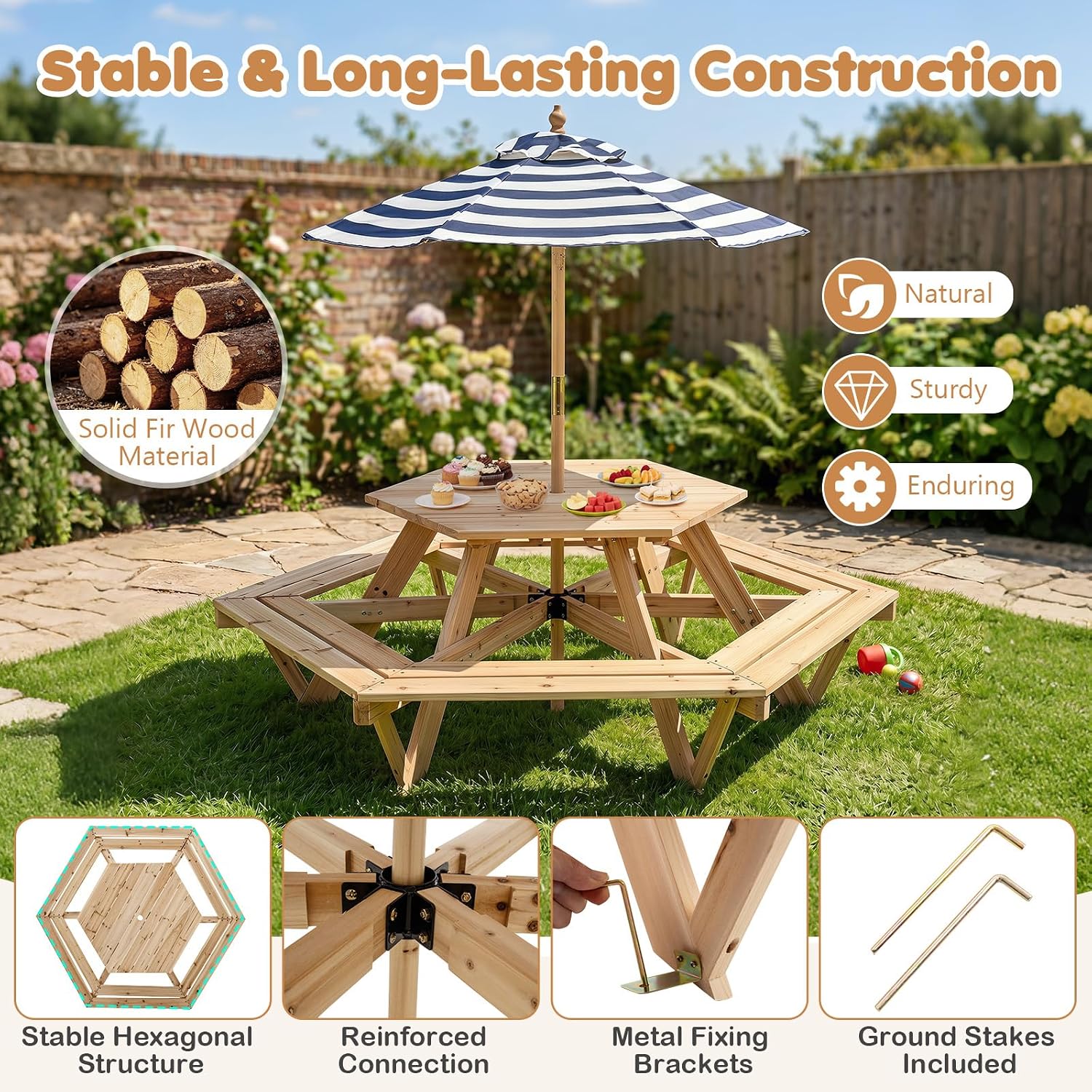 Kids Picnic Table, Hexagonal W - Kids Outdoor Table recensione e prezzo