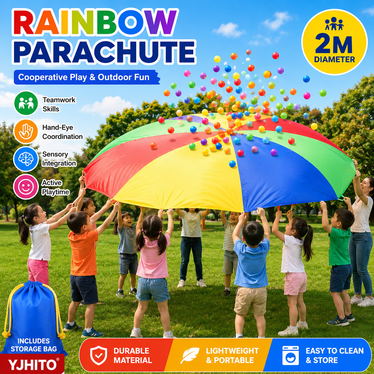 Children Rainbow Parachute Sen - Kids Outdoor Umbrella recensione e prezzo