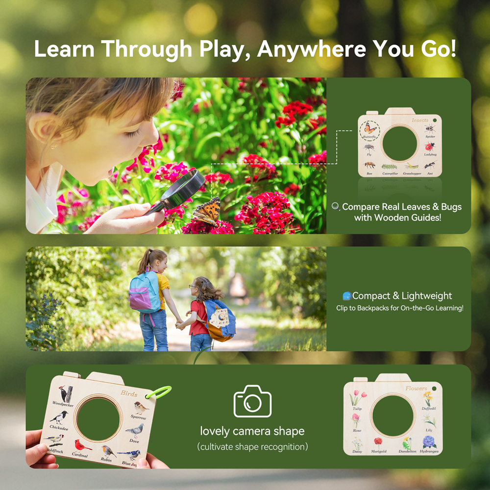 Wooden Camera Shape Nature Cog - Kids Outdoor Kit recensione e prezzo