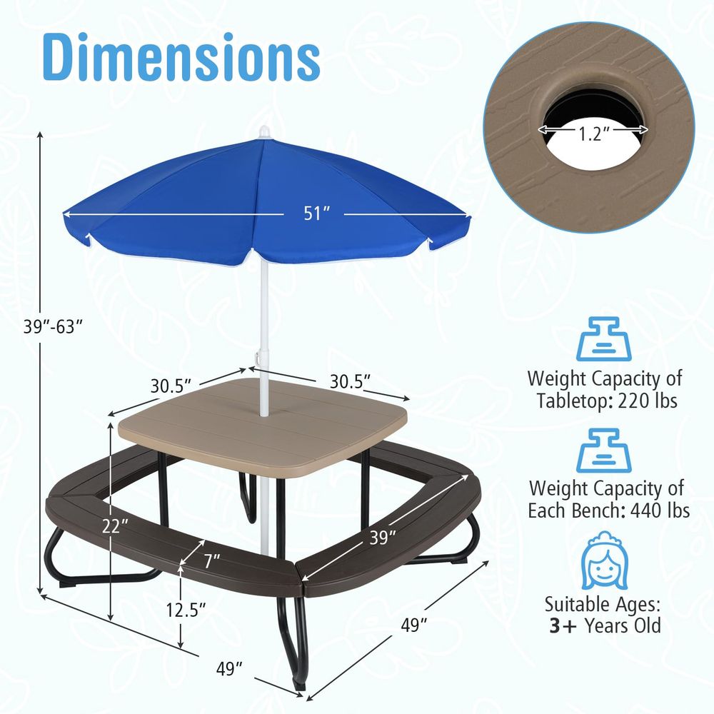 JOY Kids Picnic Table, 8 Perso - Kids Outdoor Chair And Table recensione e prezzo