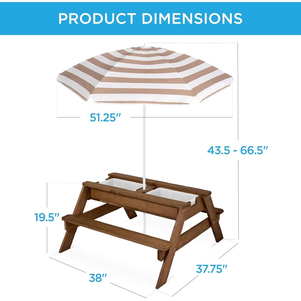 Kids Picnic Table with Umbrell - Kids Outdoor Umbrella recensione e prezzo