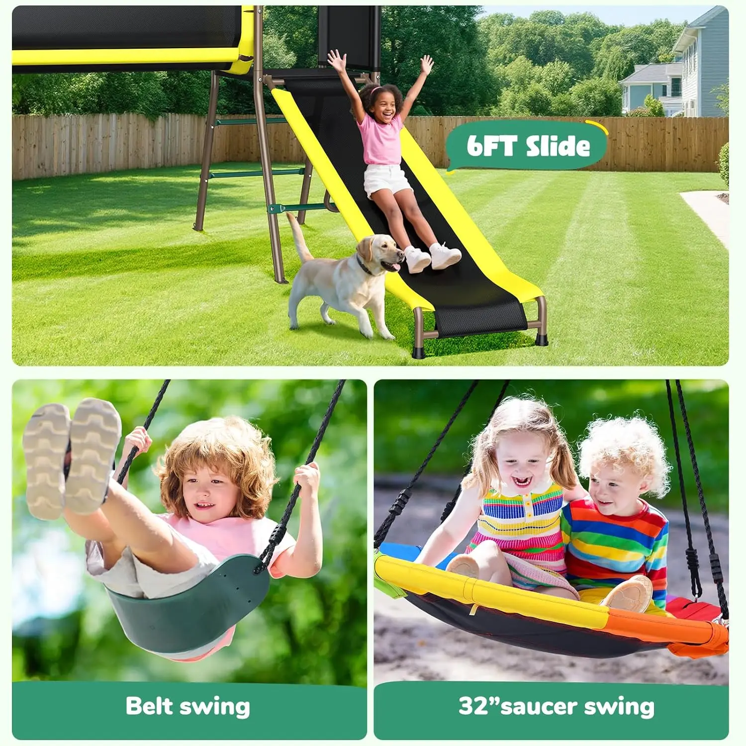 Hot-selling660lbs Swing Set wi - Kids Outdoor Monkey Bar Set recensione e prezzo