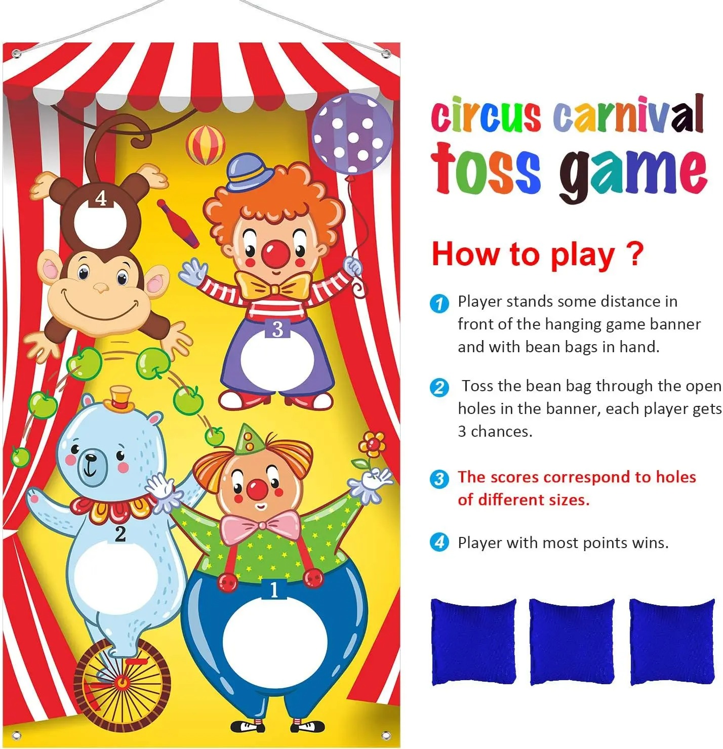 Circus Clown Monkey Bear Bean  - Kids Outdoor Bean Bag recensione e prezzo