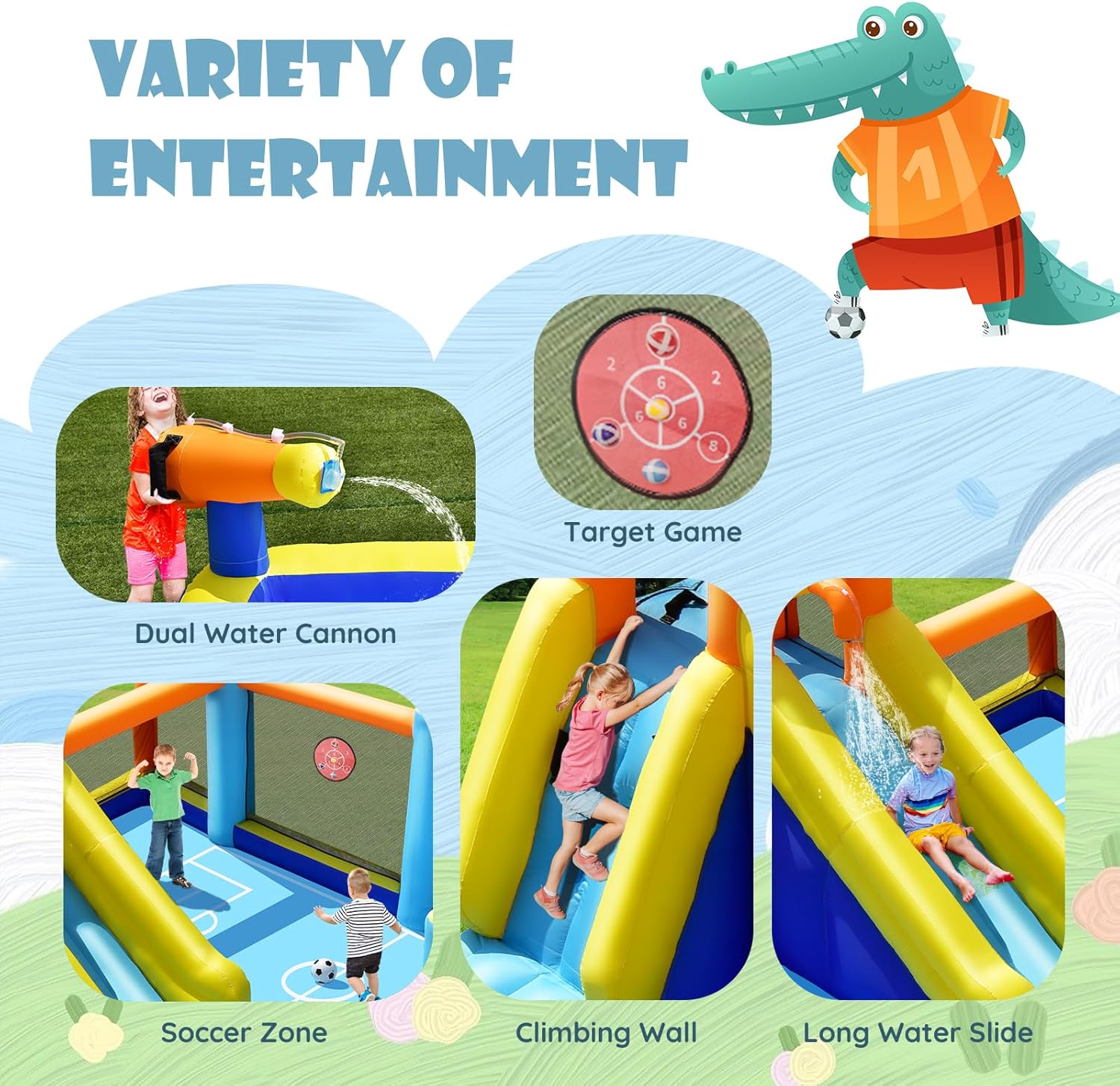 Inflatable Water Slide, Dual C - Kids Outdoor Pool recensione e prezzo