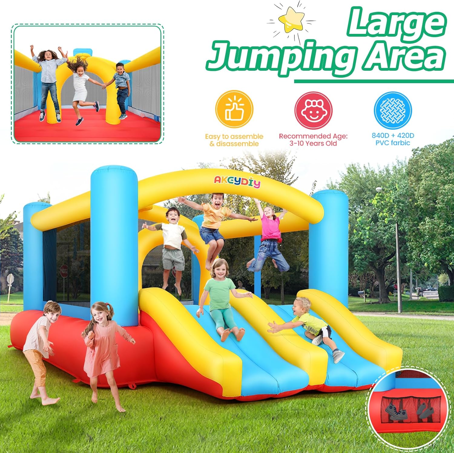 Kids Inflatable Bouncy Castle  - Kids Outdoor Jump House recensione e prezzo