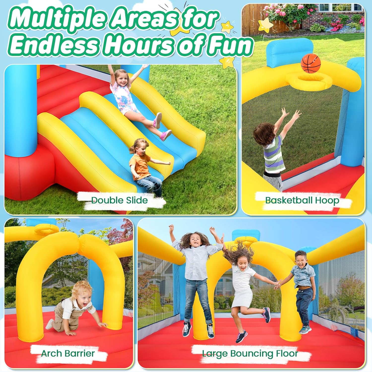 Kids Inflatable Bouncy Castle  - Kids Outdoor Jump House recensione e prezzo