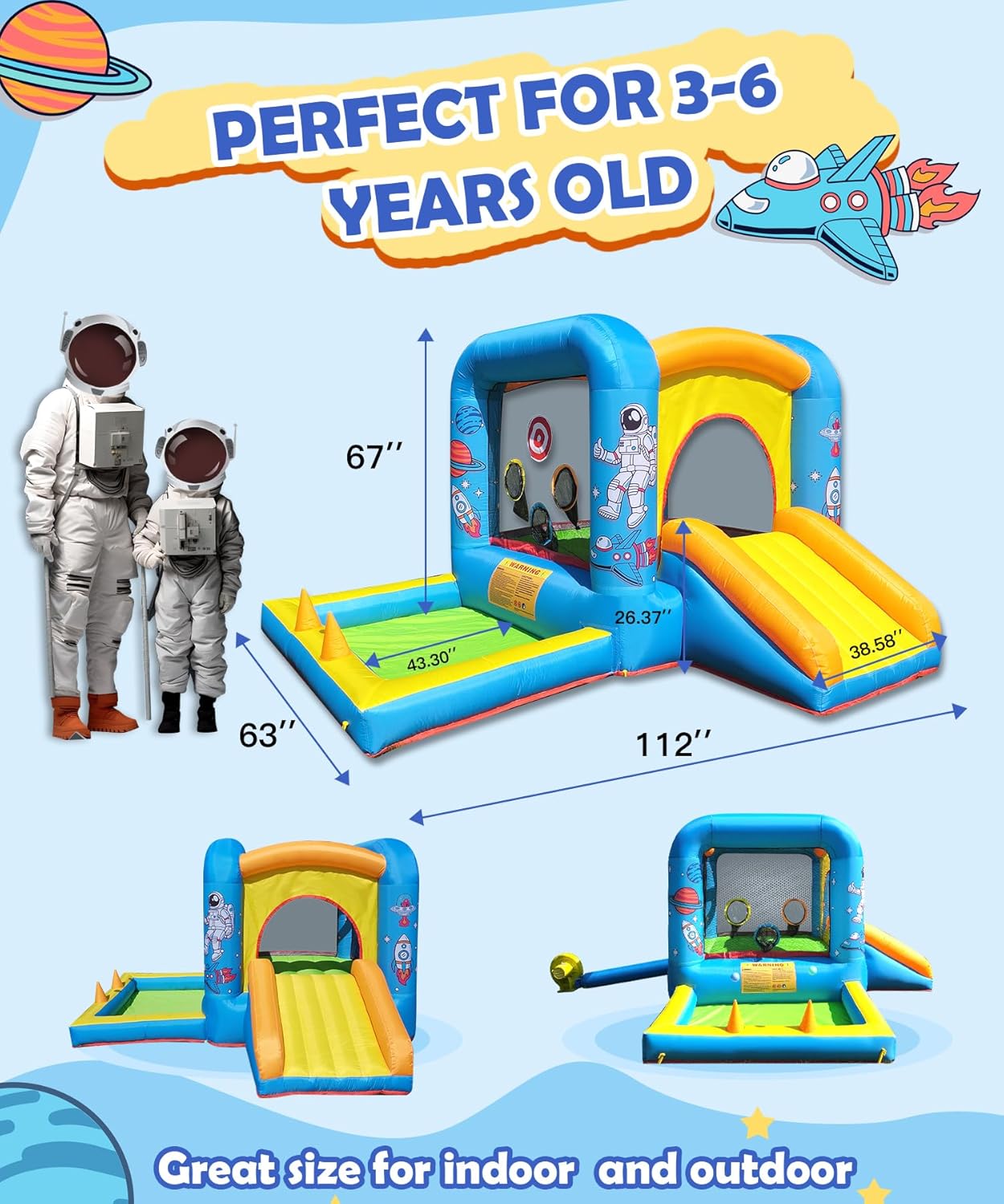 Inflatable Bounce House with B - Kids Outdoor Jump House recensione e prezzo