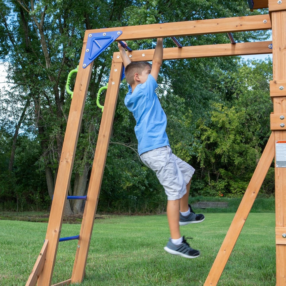 US Shipping Cedar Wood Backyar - Kids Outdoor Monkey Bar Set recensione e prezzo