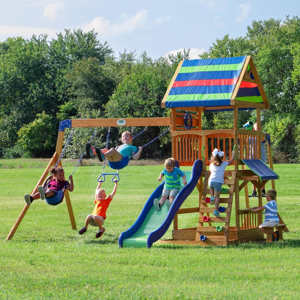 US Shipping Cedar Wood Backyar - Kids Outdoor Monkey Bar Set recensione e prezzo